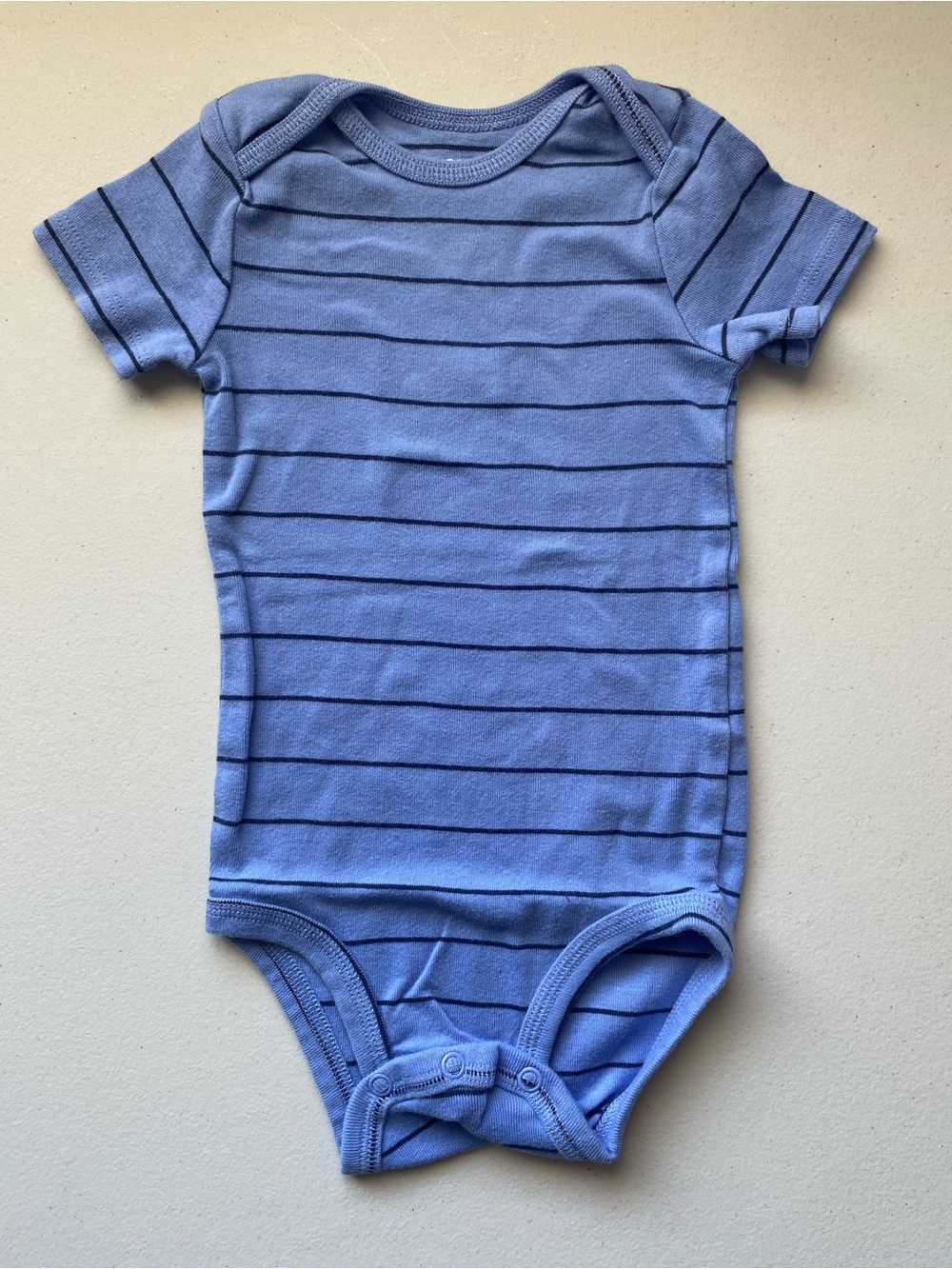 Carter's Blue Thin Horizontal Stripes Short Sleeve Baby Bodysuit 12M